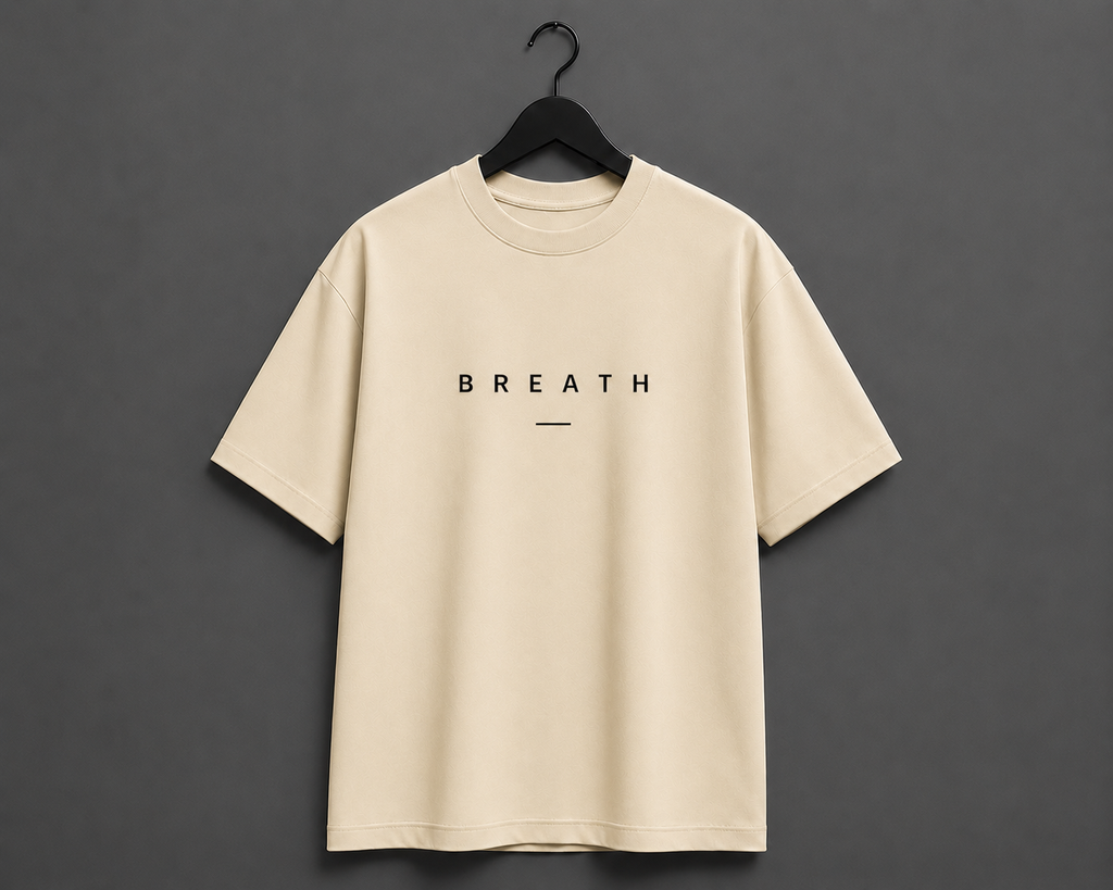 BREATH Minimalist Oversized T-Shirt - Beige