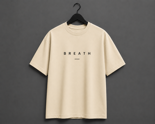 BREATH Minimalist Oversized T-Shirt - Beige