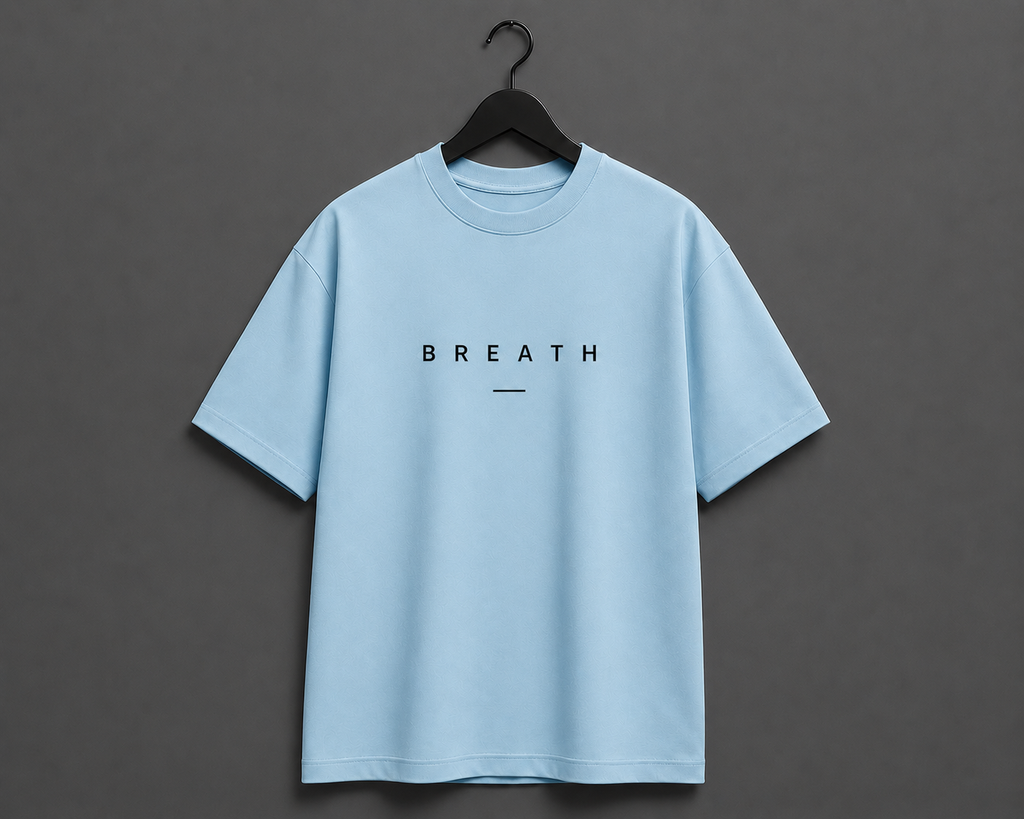 BREATH Minimalist Oversized T-Shirt - Sky Blue