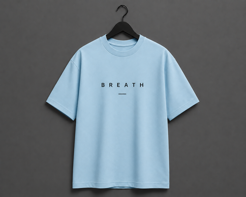 BREATH Minimalist Oversized T-Shirt - Sky Blue