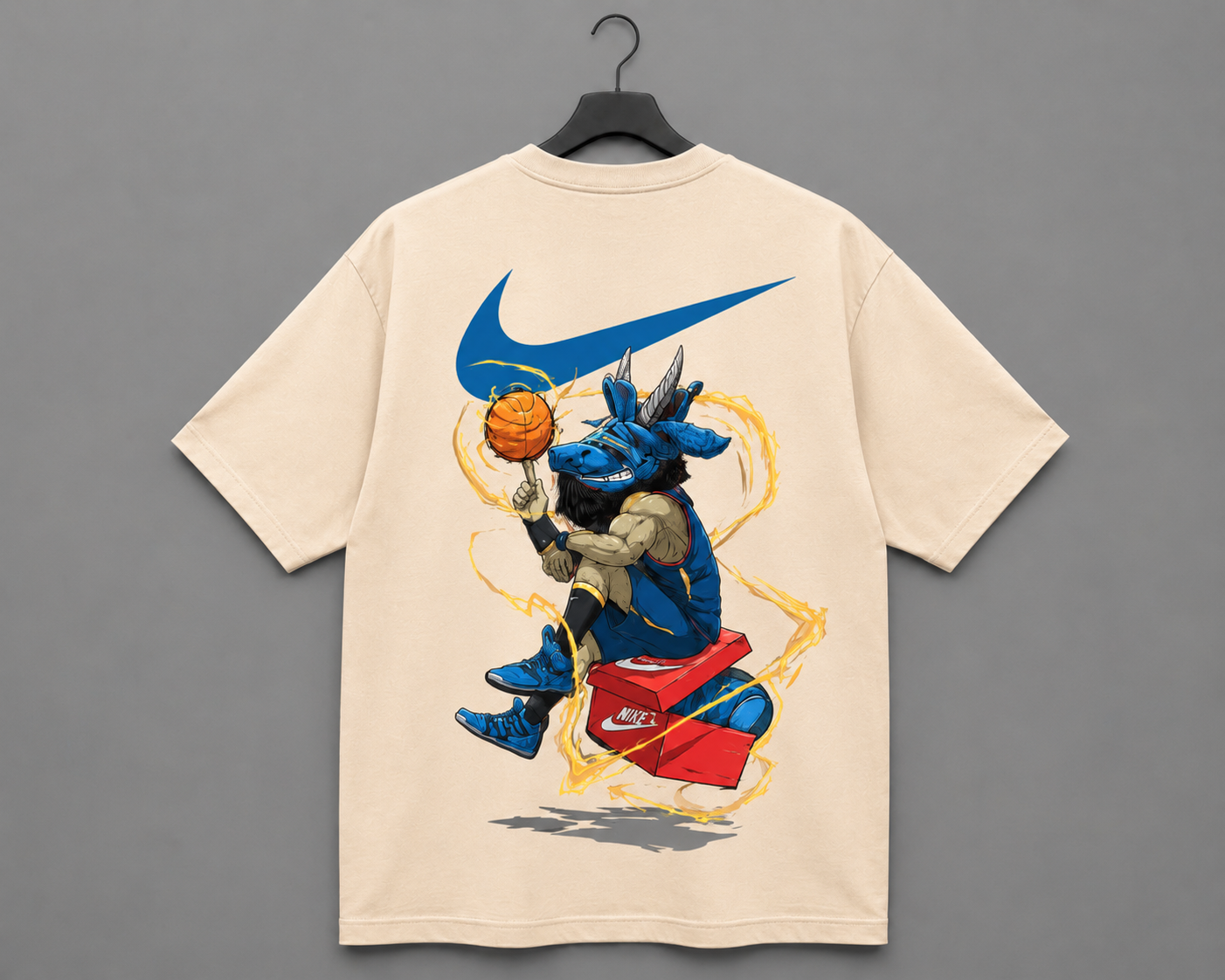 NORE Play In Shadows Oversized Graphic T-Shirt – Beige