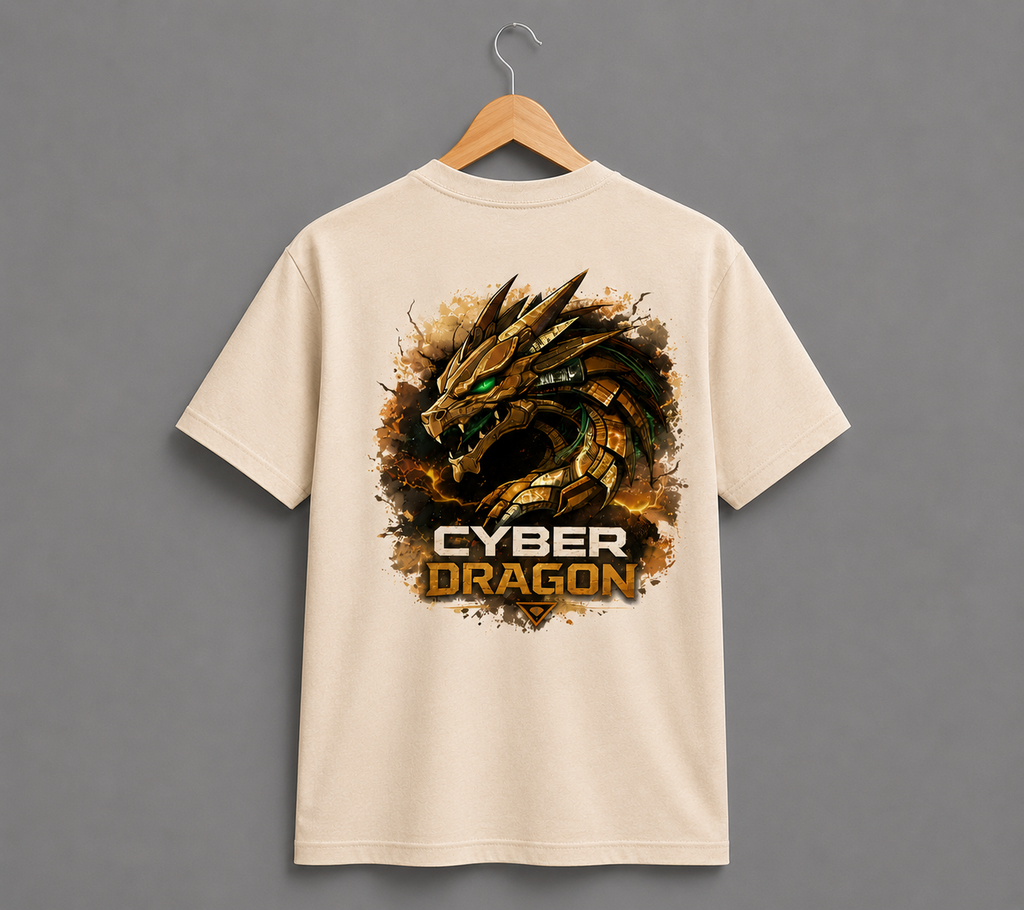 Cyber Dragon Edition Oversized T-Shirt – Beige