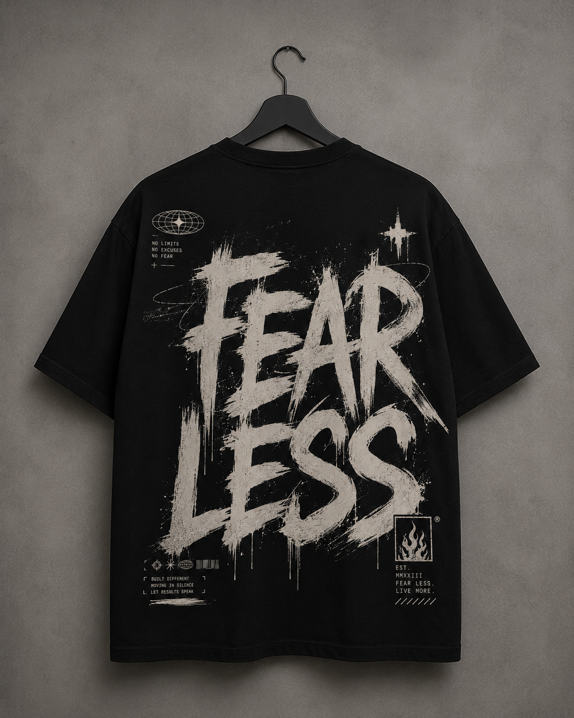 FEAR LESS Oversized Tee - Black