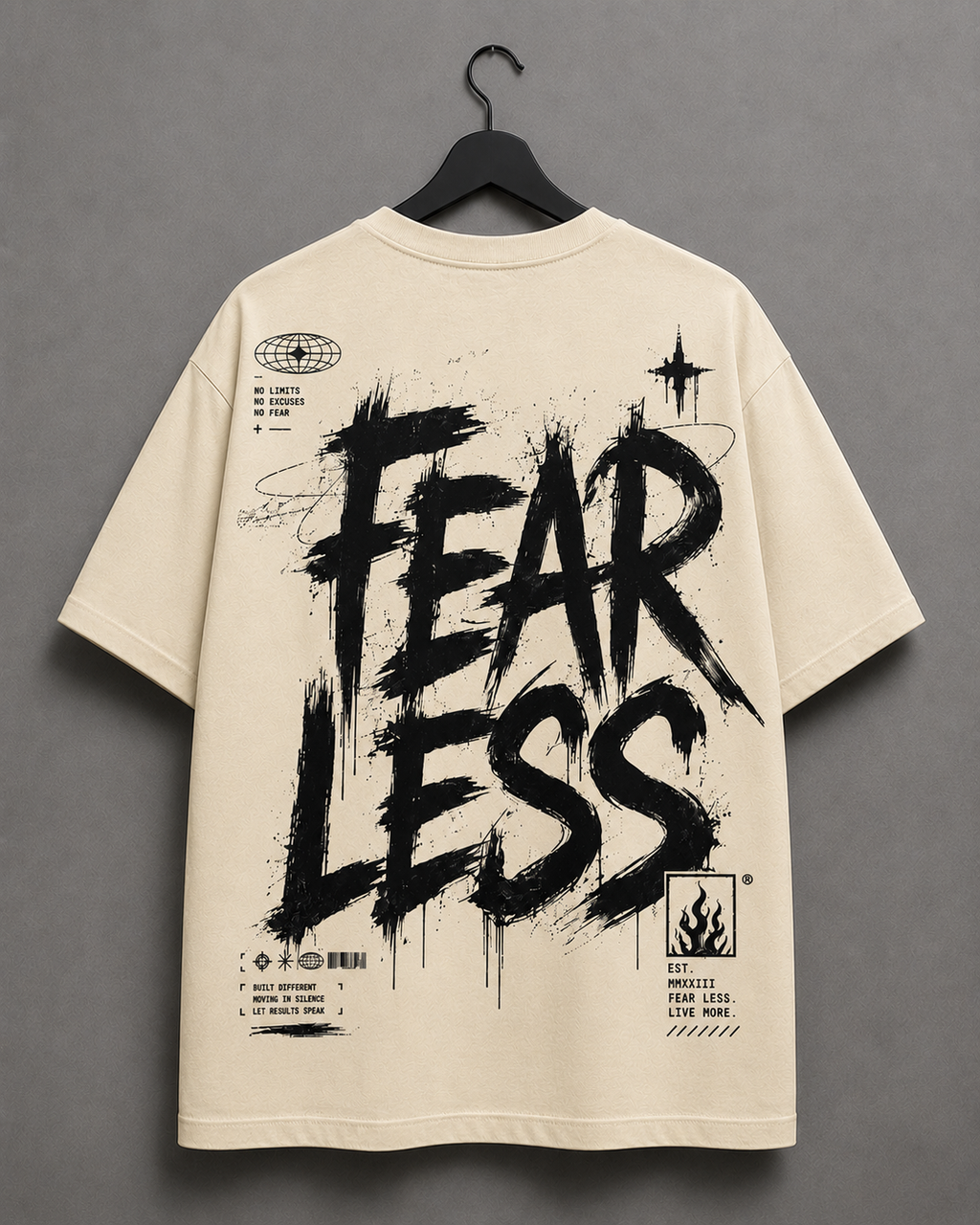 FEAR LESS Oversized Tee - Beige