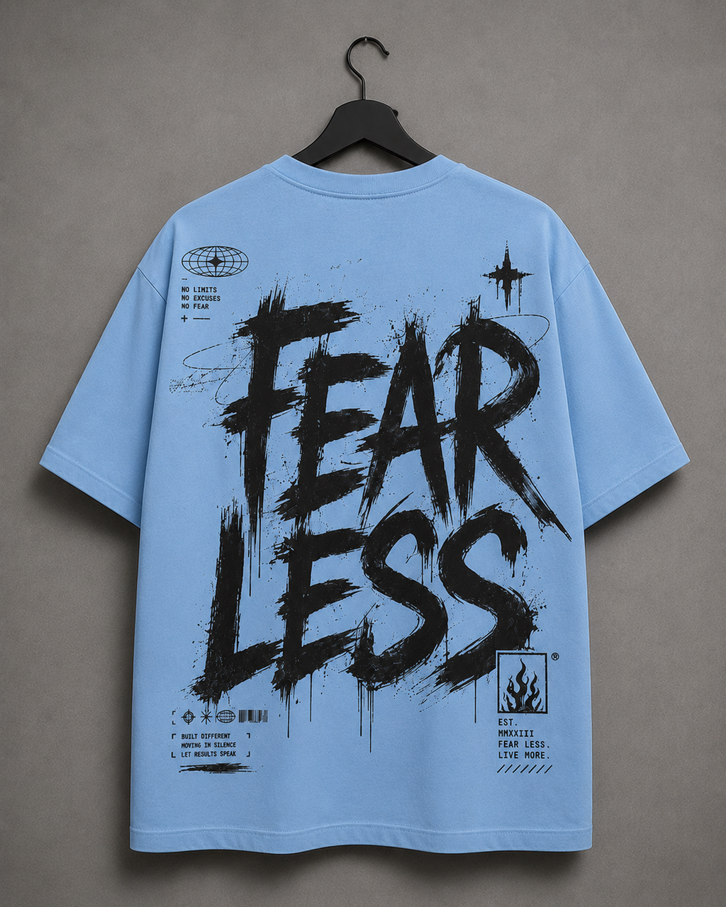 FEAR LESS Oversized Tee - Sky Blue