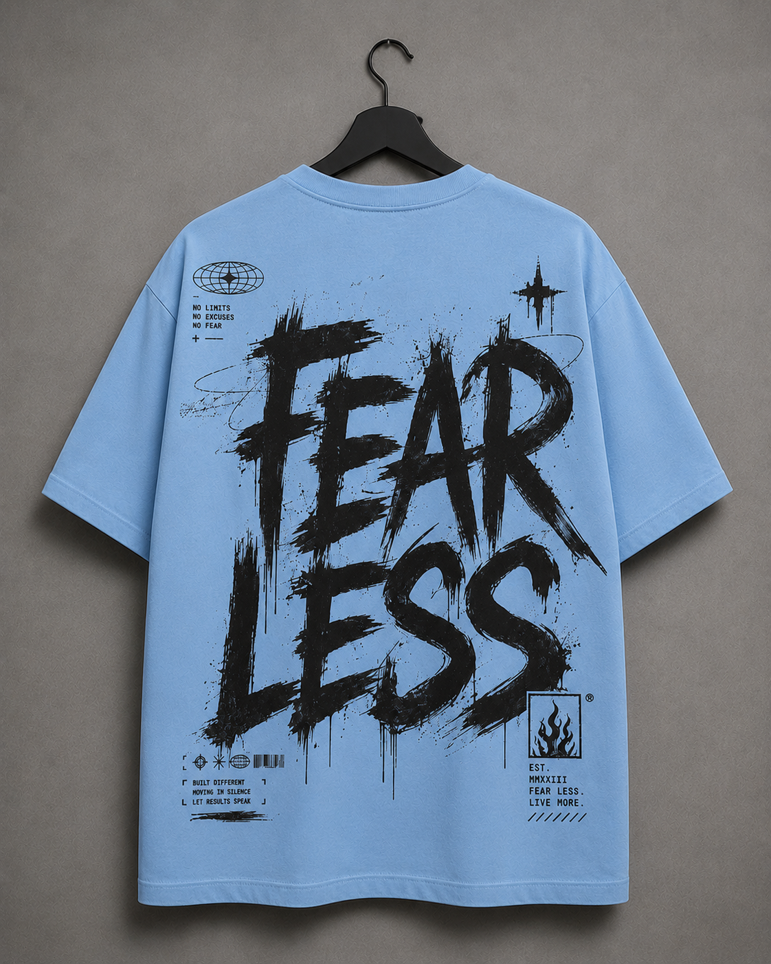 FEAR LESS Oversized Tee - Sky Blue