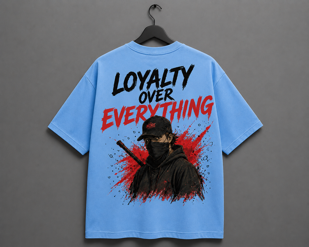 Loyalty Over Everything Edition Oversized T-Shirt – Sky Blue
